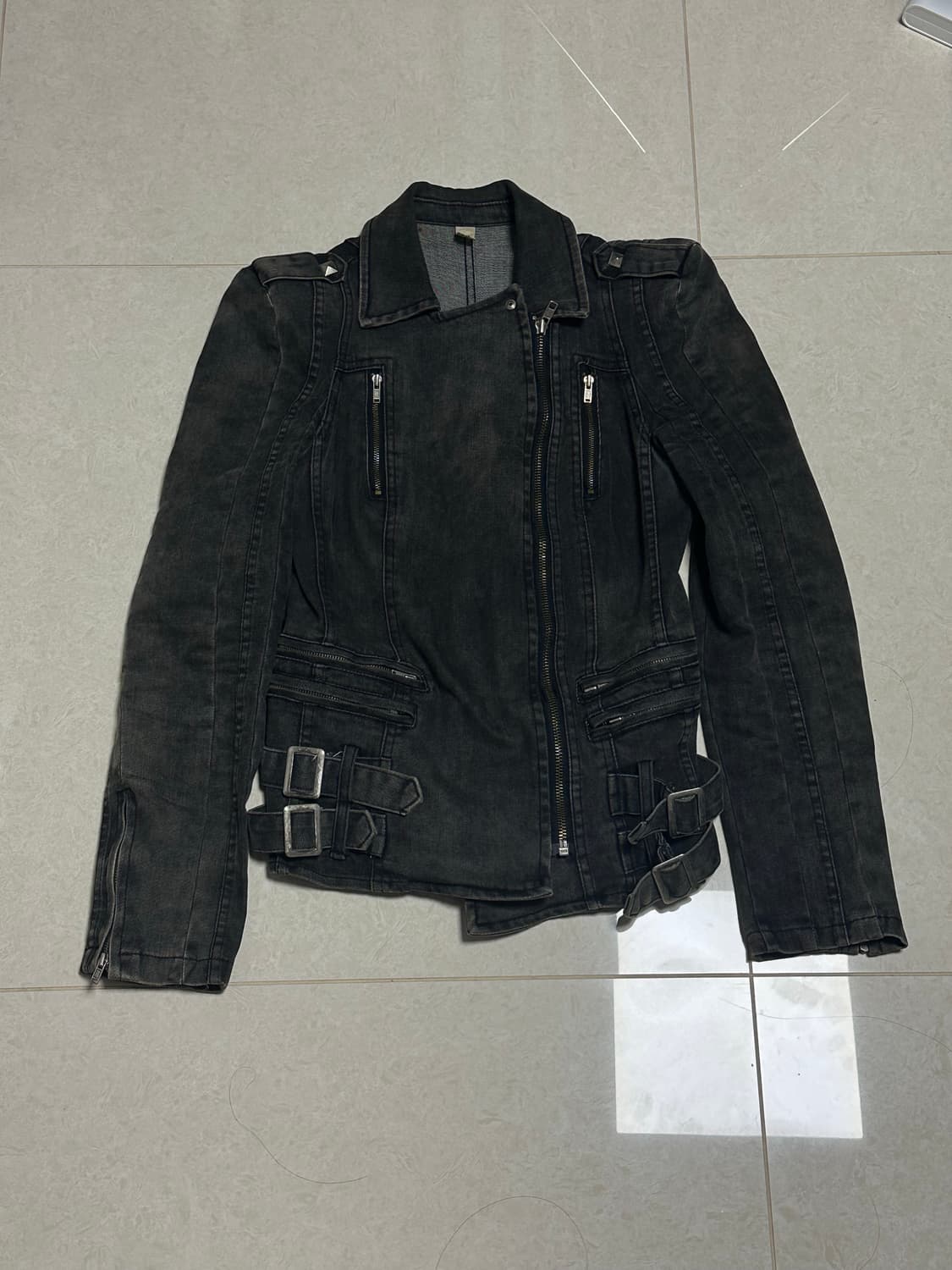 락시크 펑크 차콜블랙 y2k 라이더자켓 상품이미지2