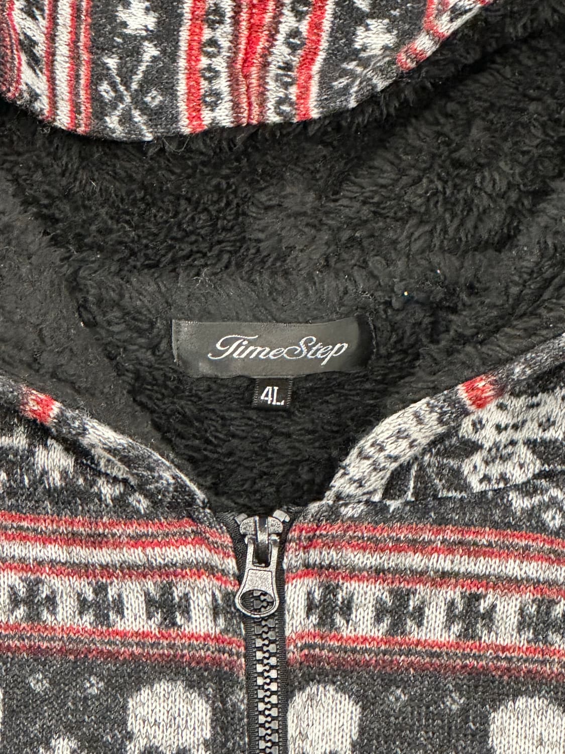 4L)TimeStep 일본 빈티지 스컬 노르딕 패턴 플리스 니트 후드집업 상품이미지6