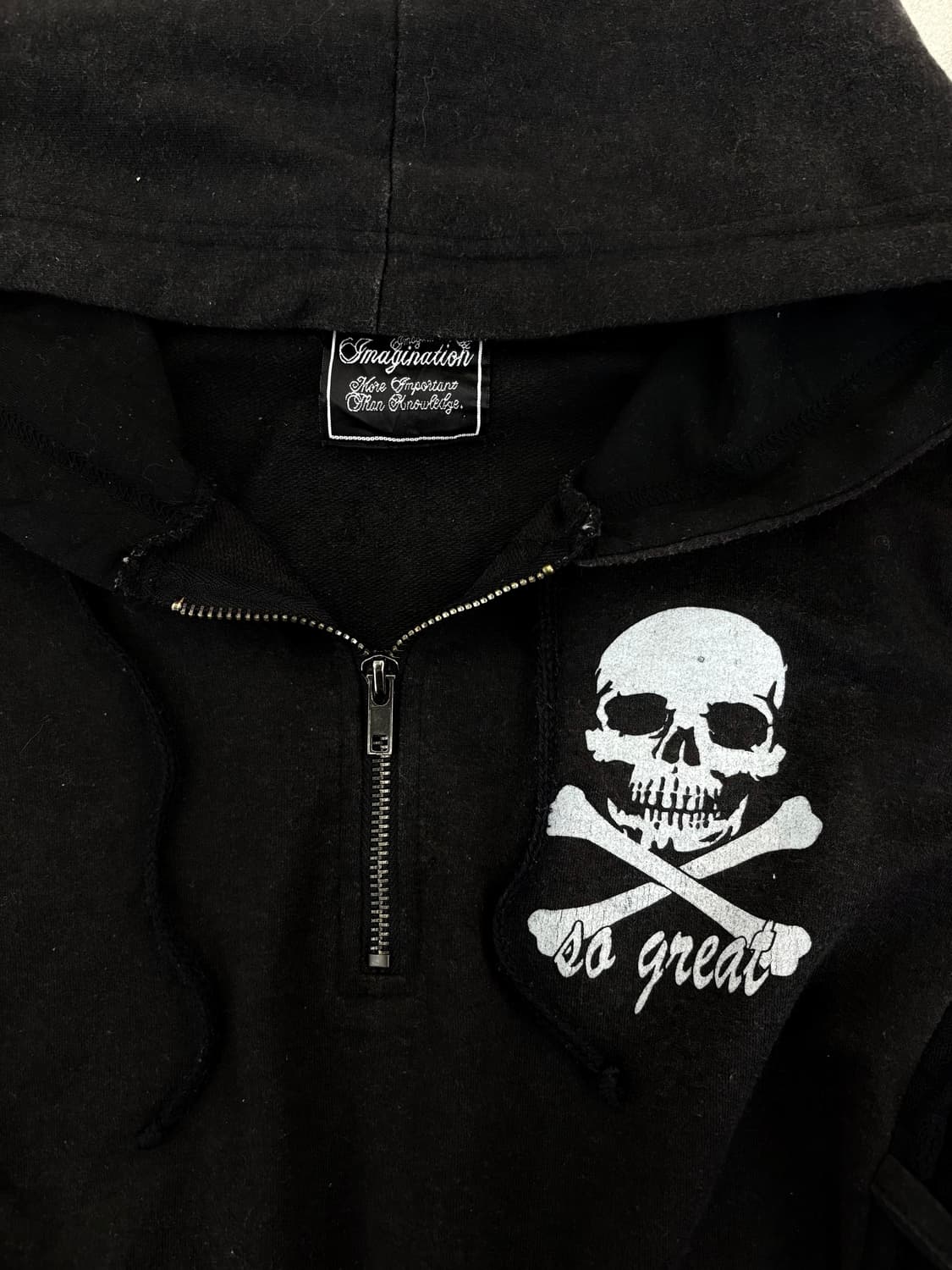 해골 사이드 레이스 링 반집업 후디 상품이미지2