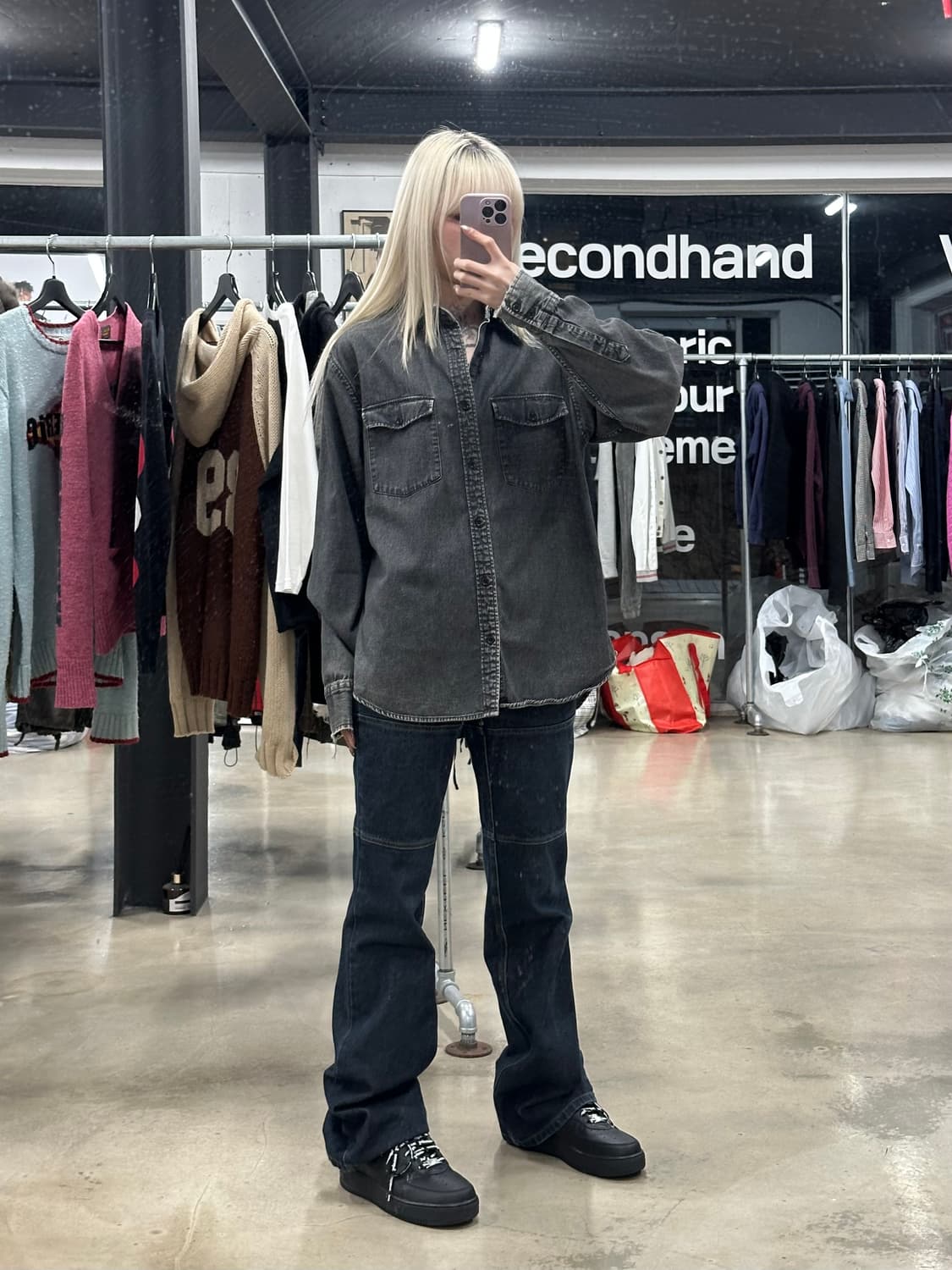 갭 빈티지 워싱 블랙 데님 셔츠 상품이미지3