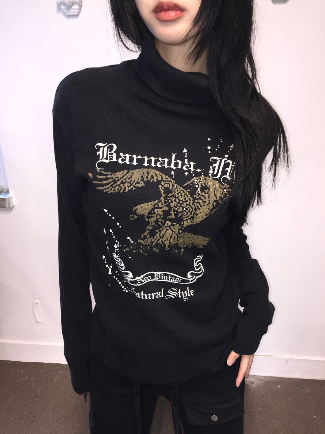 Vintage Gothic Turtleneck Long Sleeve 상품이미지1