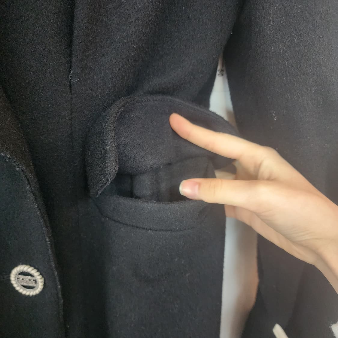 에고이스트 블랙 롱 코트 더블 버튼 상품이미지5