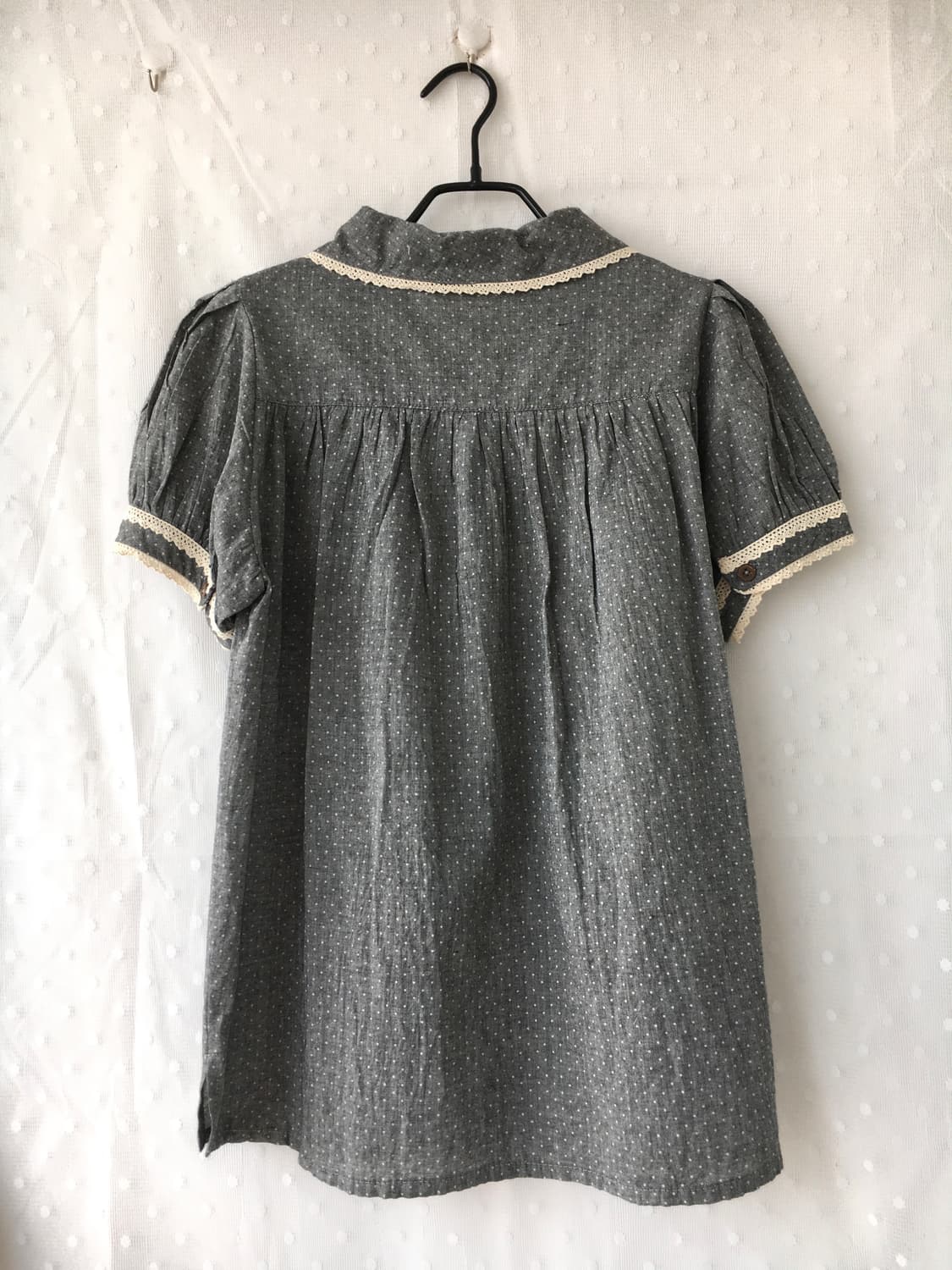 [Hand Made] 핸드메이드 도트 반팔 블라우스 모리걸 상품이미지4