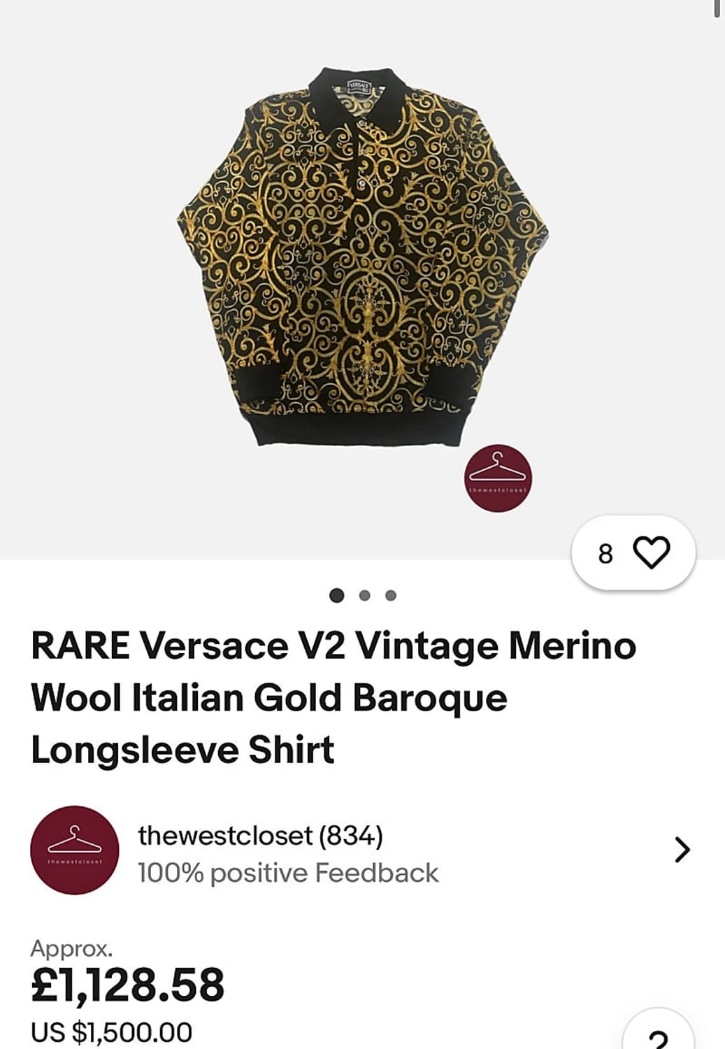 95) 베르사체 골드바로크 울 카라니트  상품이미지8