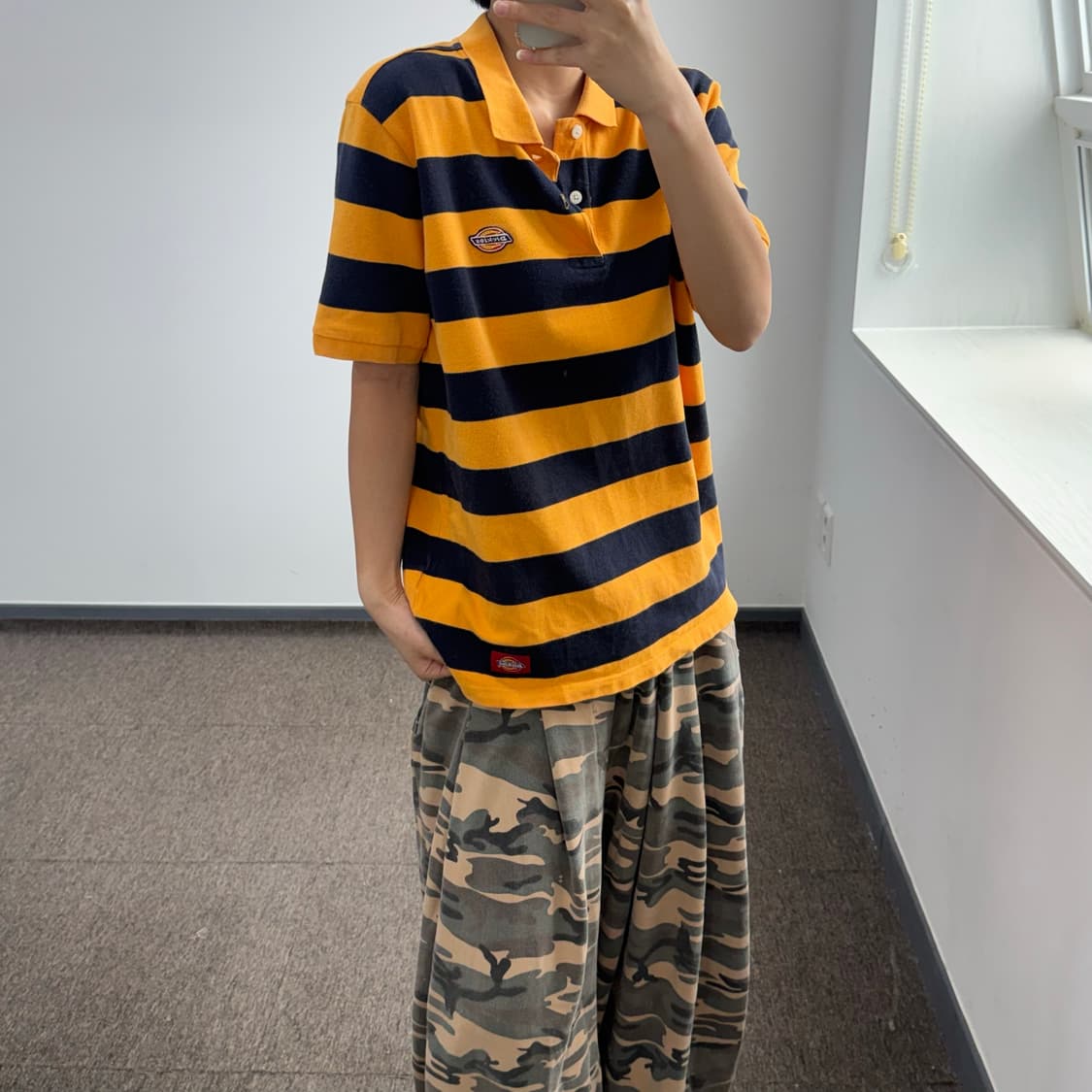 Dickies 디키즈 옐로우 네이비 단가라 반팔 상품이미지2