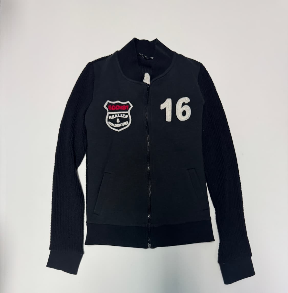 여성 에고이스트 니트 귀여운 소매 패치 집업 s 상품이미지1