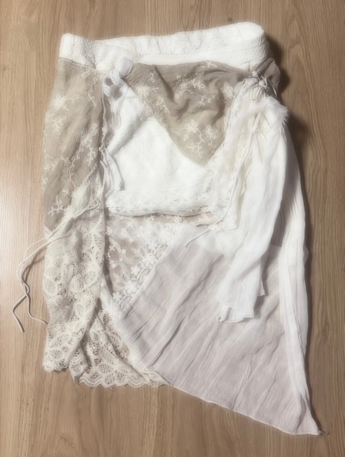 처분가 하루 판매 빈티지 핸드메이드 레이스 언발란스 랩 스커트 핀터 상품이미지1