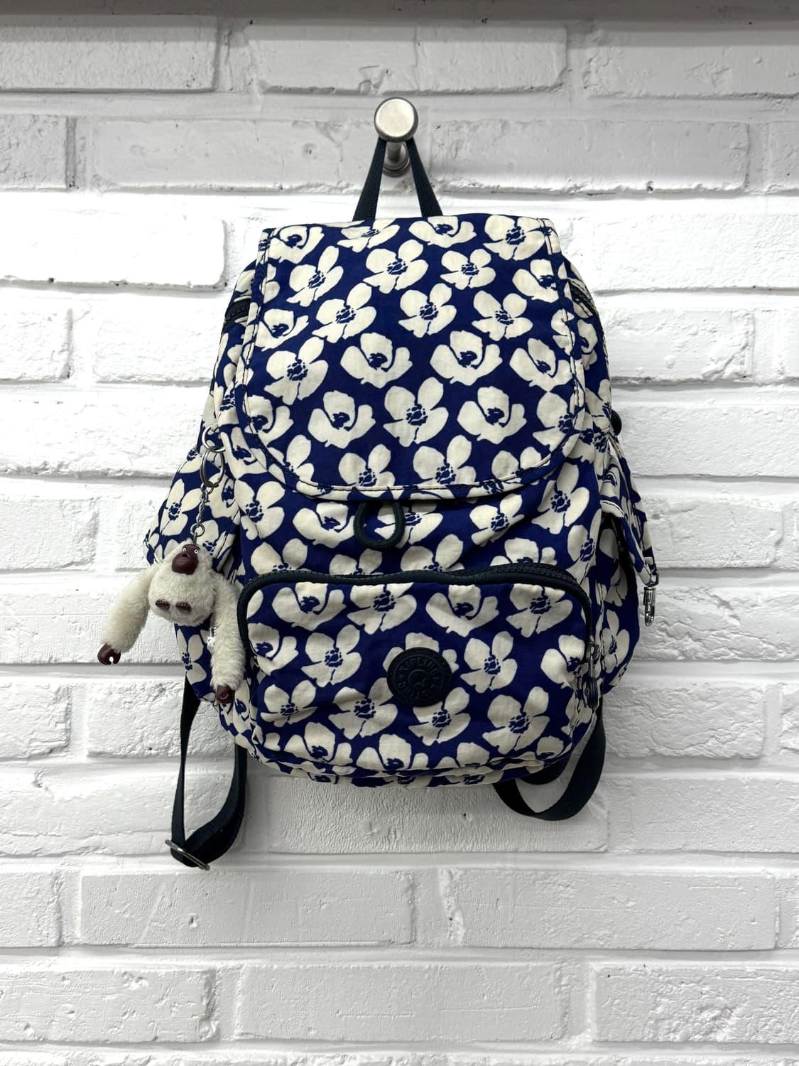 키플링 블루 플라워 패턴 백팩 상품이미지2