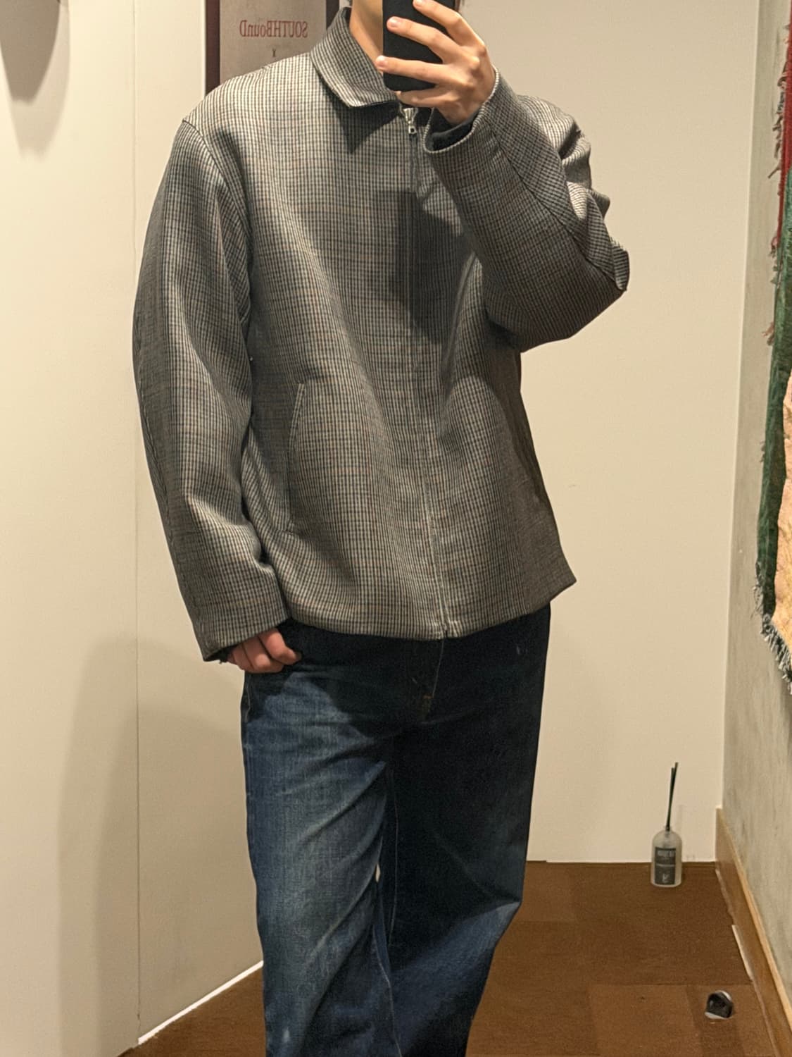 오라리 더블 페이스 체크 지프 블루종 상품이미지2