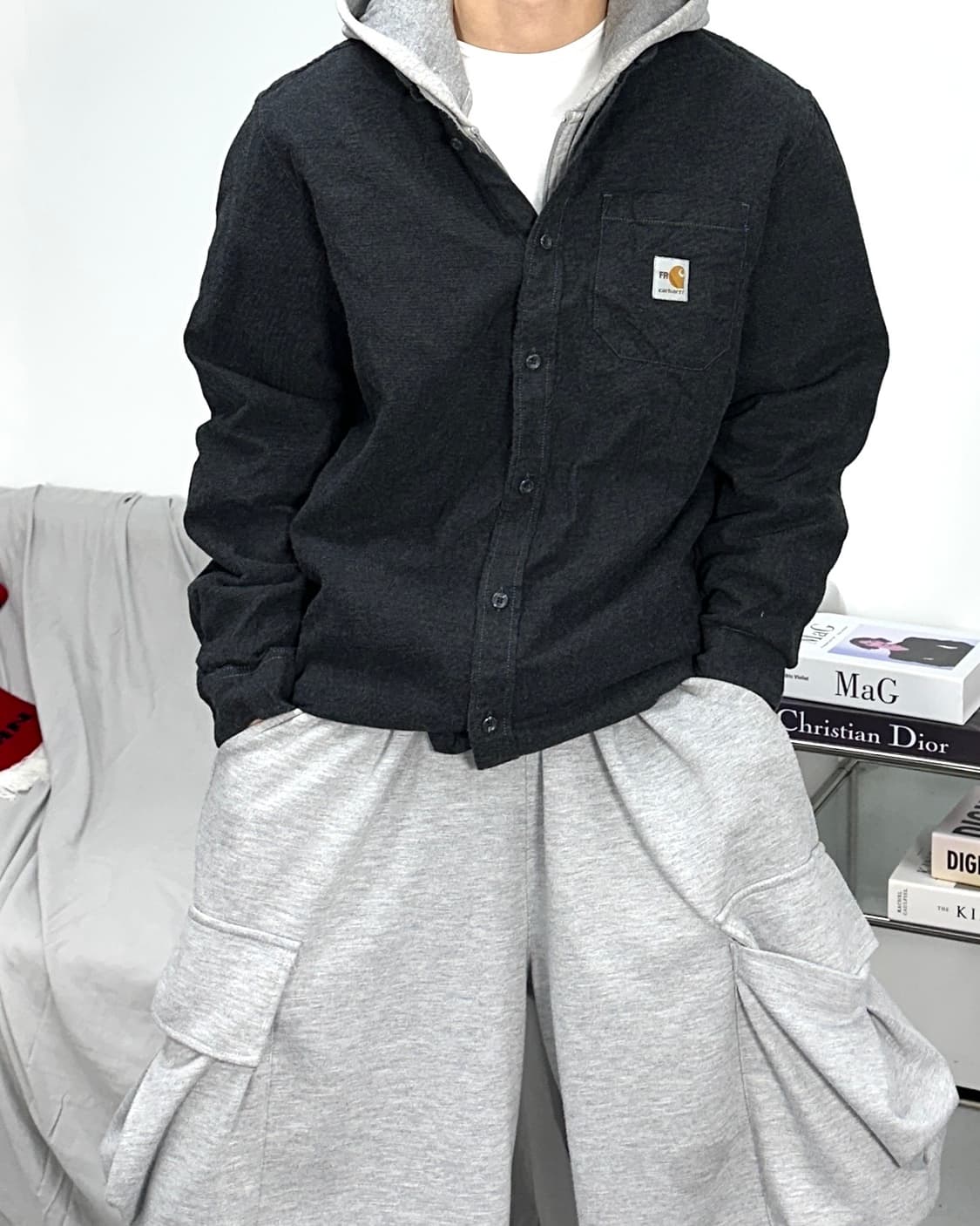 칼하트 FR 블랙 데님 워크셔츠 L 상품이미지1