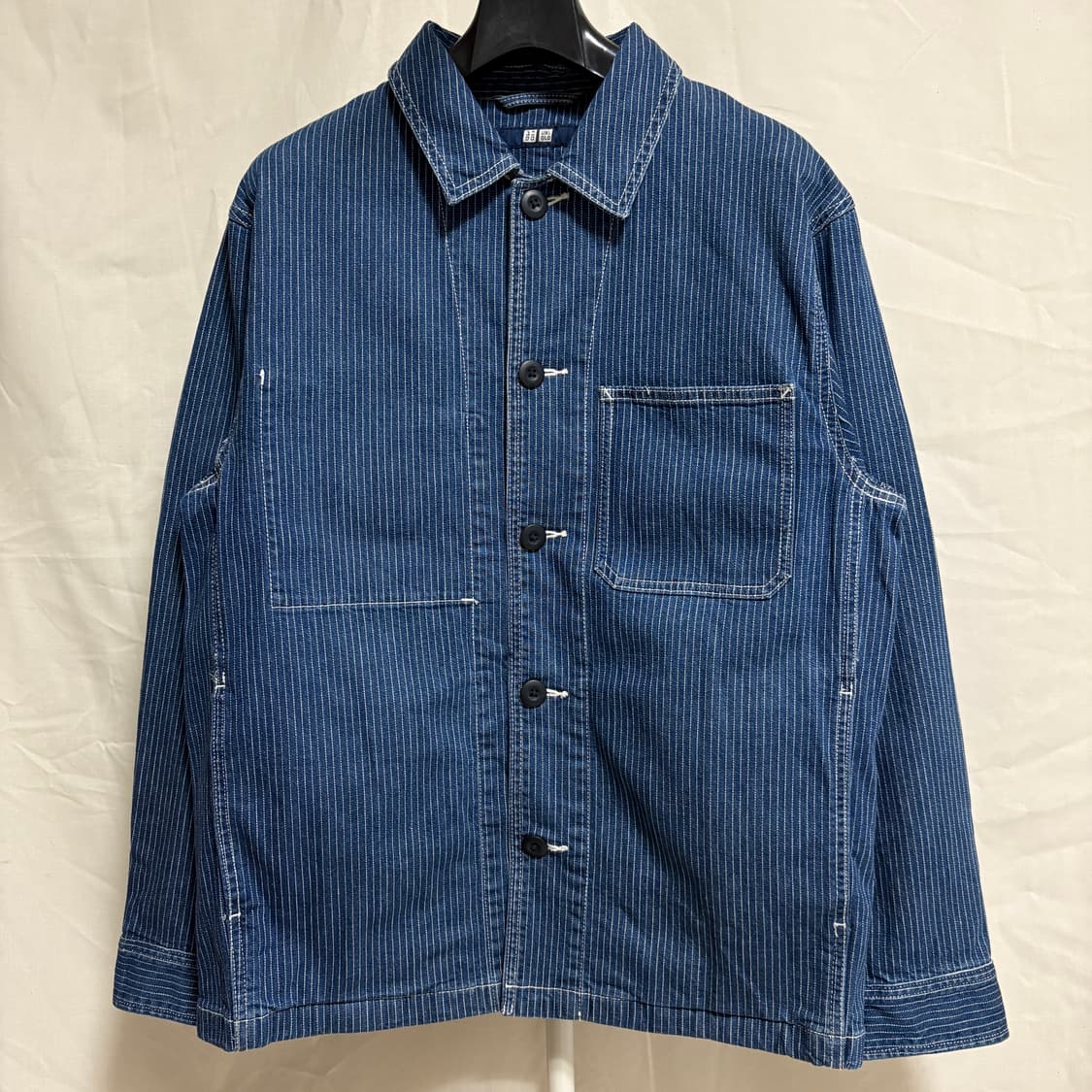 유니클로 히코리 데님 스트라이프 워크자켓 / 블루, M 상품이미지1