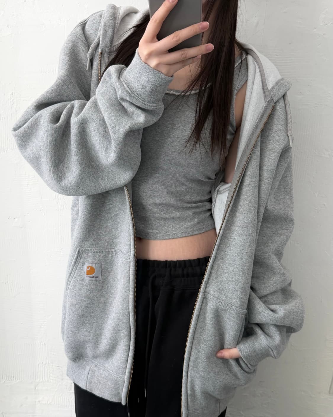 Carhartt 칼하트 그레이 오리지널핏 코튼 후드집업 상품이미지1