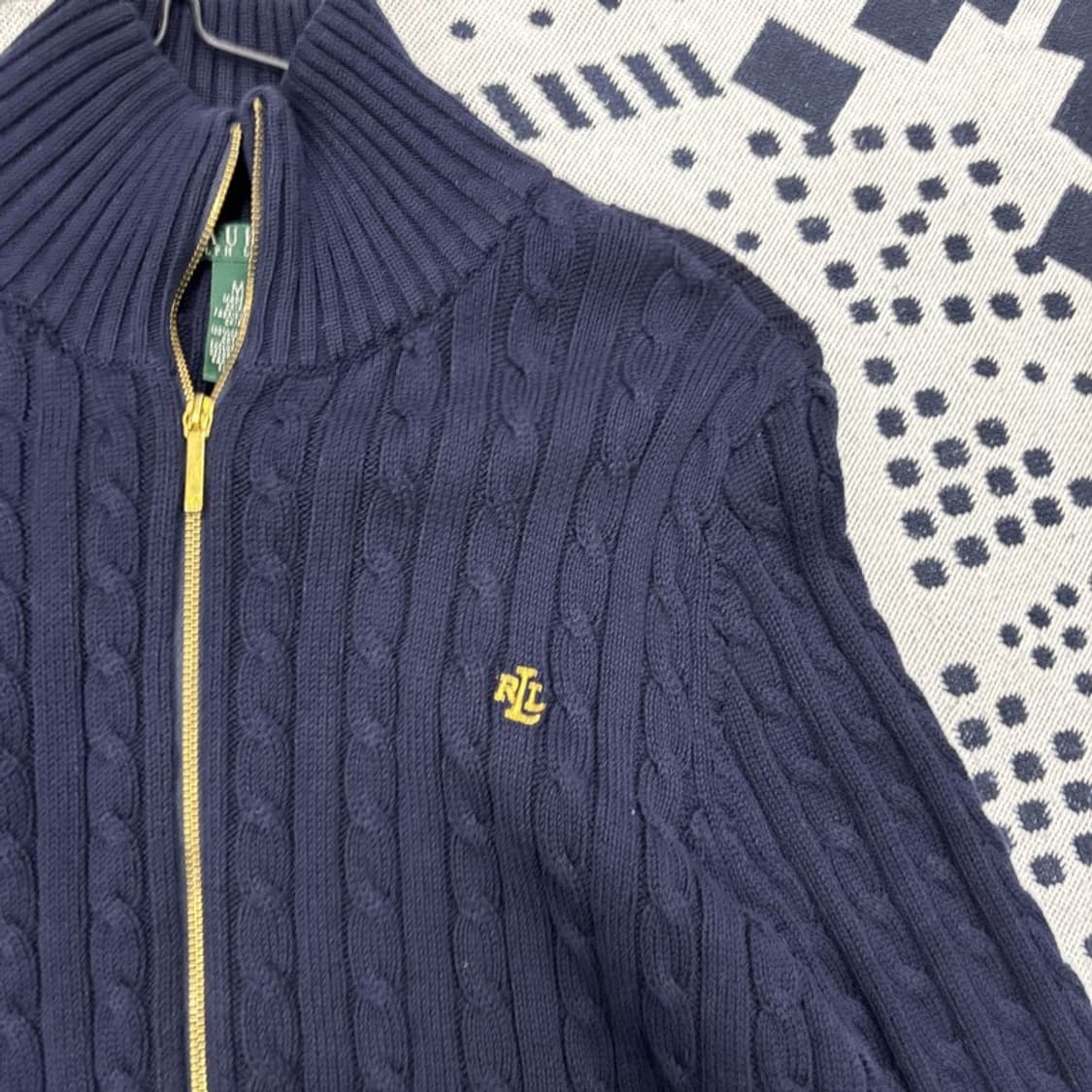 폴로 랄프로렌 금장 네이비 꽈배기 니트 가디건 M P00012 상품이미지2