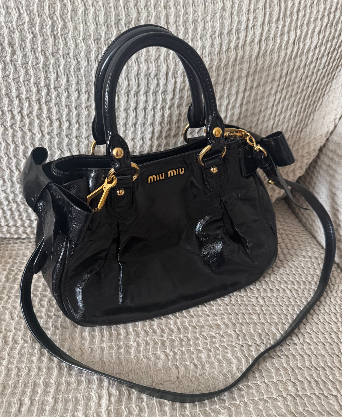 미우미우 비텔로럭스 보우 미니스몰 사첼백 토트백 상품이미지2