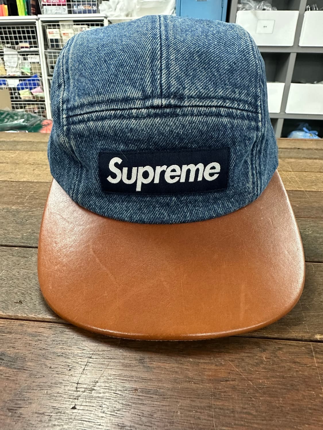 SUPREME 슈프림 15FW 레더바이저 데님 캠프캡 상품이미지1