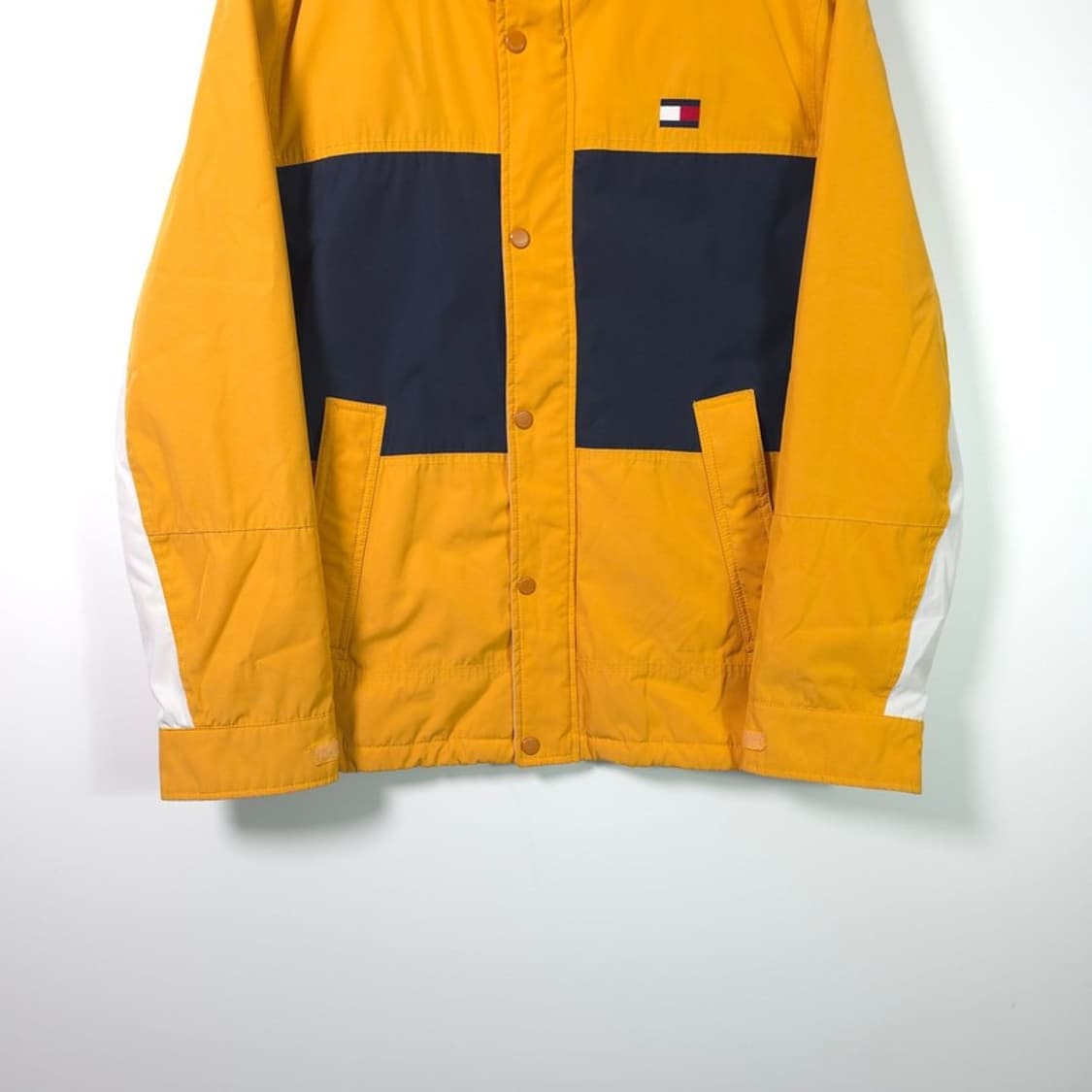 타미힐피거 컬러블록 빅로고 후드 패딩 자켓 XL 상품이미지4