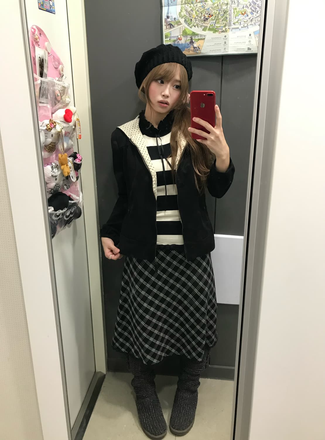 무채색 도트 니혼진 코트 코디세트 상품이미지3