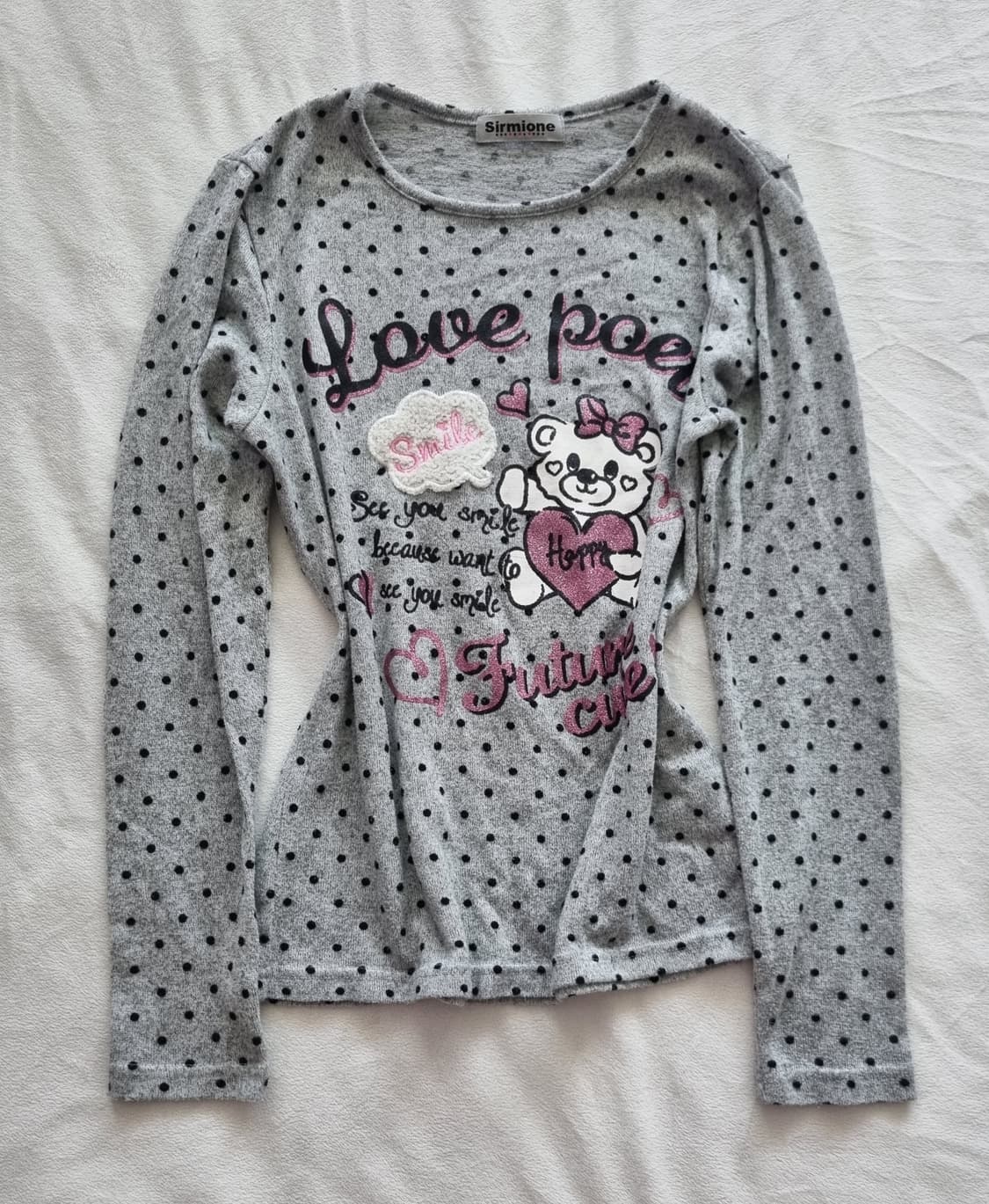 빈티지 모리걸 하구미 갸루 도트 티셔츠 상품이미지1