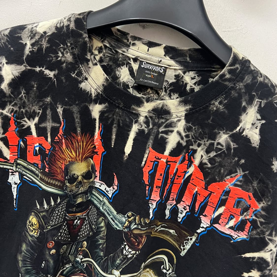 Survivors 타이다이 스컬 라이더 펑크 반팔티 L 상품이미지3