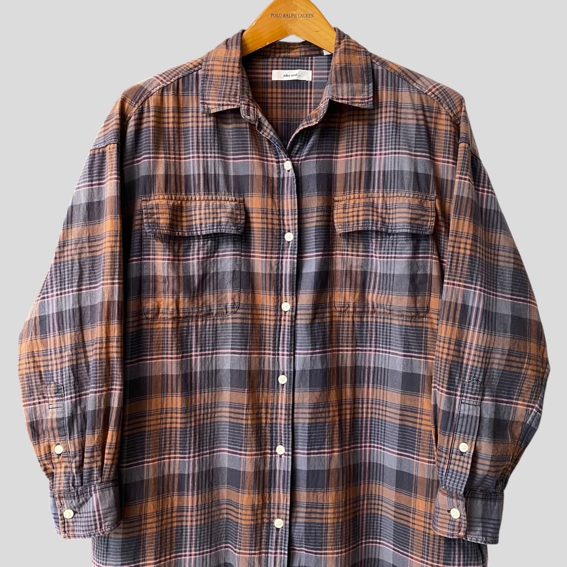 (여성M)니코앤드 체크 셔츠 롱 원피스 상품이미지2