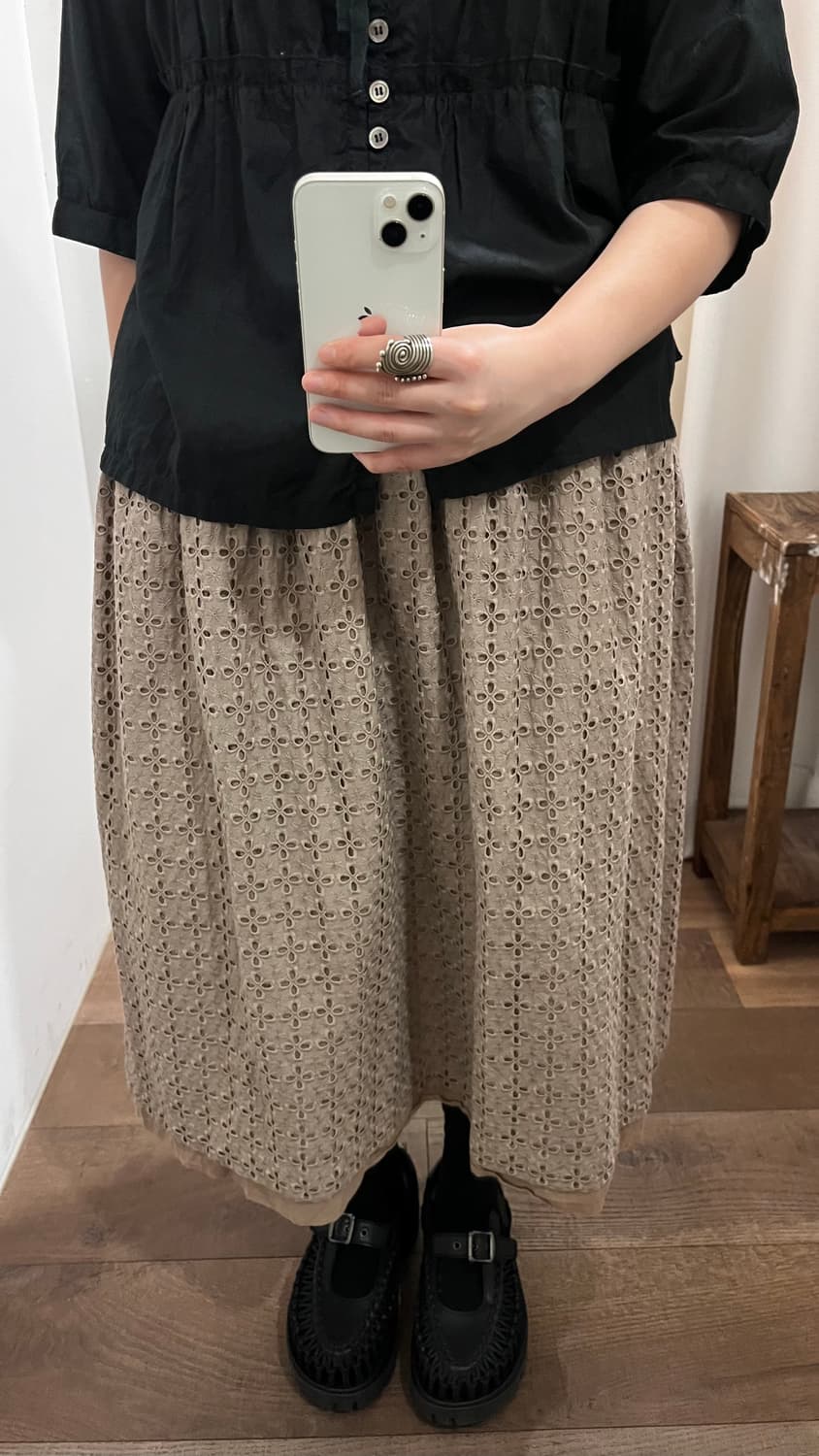 Punching Needlpoint Shirring Skirt  상품이미지8