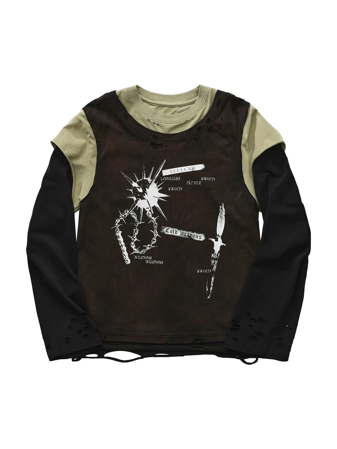 Three-Panel Distressed Cotton Pullover  상품이미지1