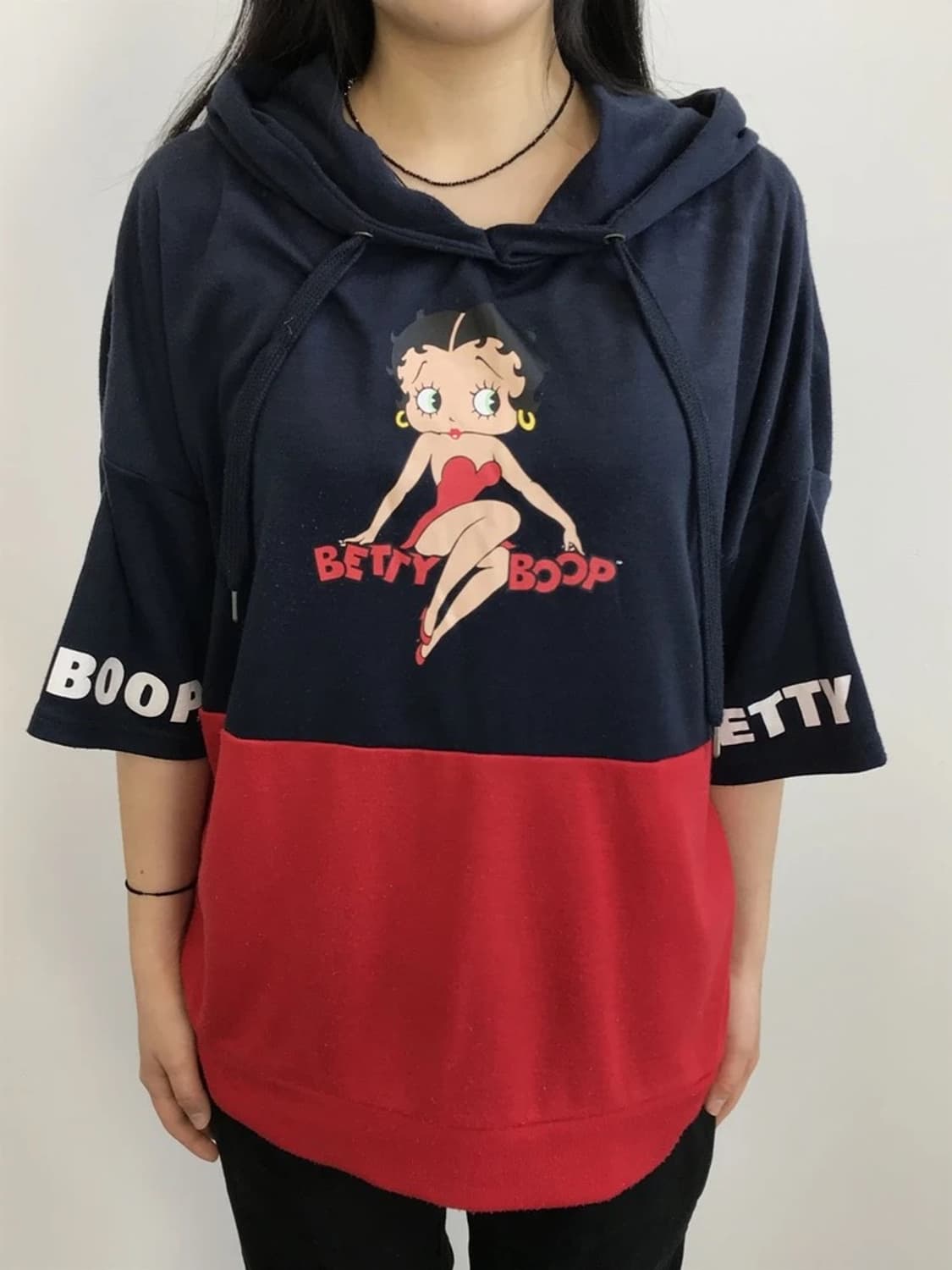 Betty Boop Two Tone Hooded T Shirt 상품이미지2