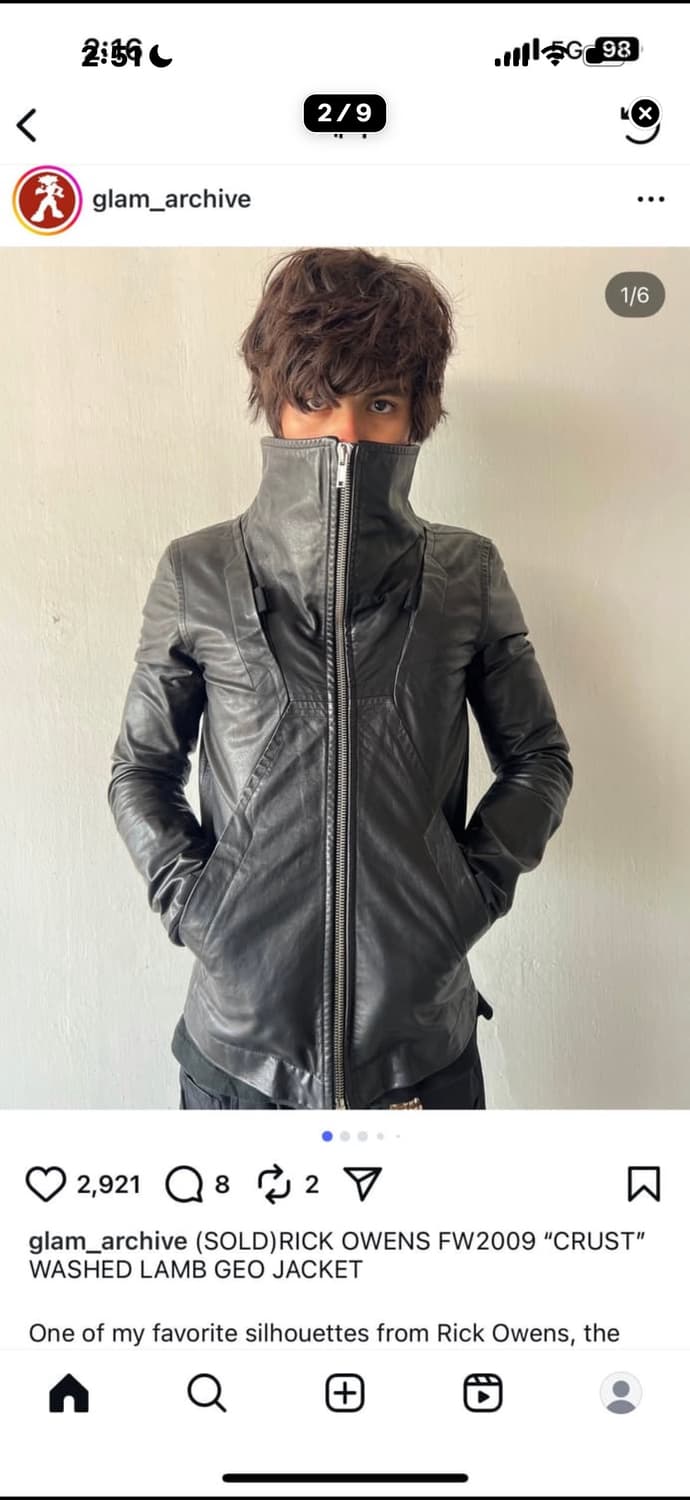 릭오웬스 09fw 아카이브 하이넥 레더재킷 상품이미지1