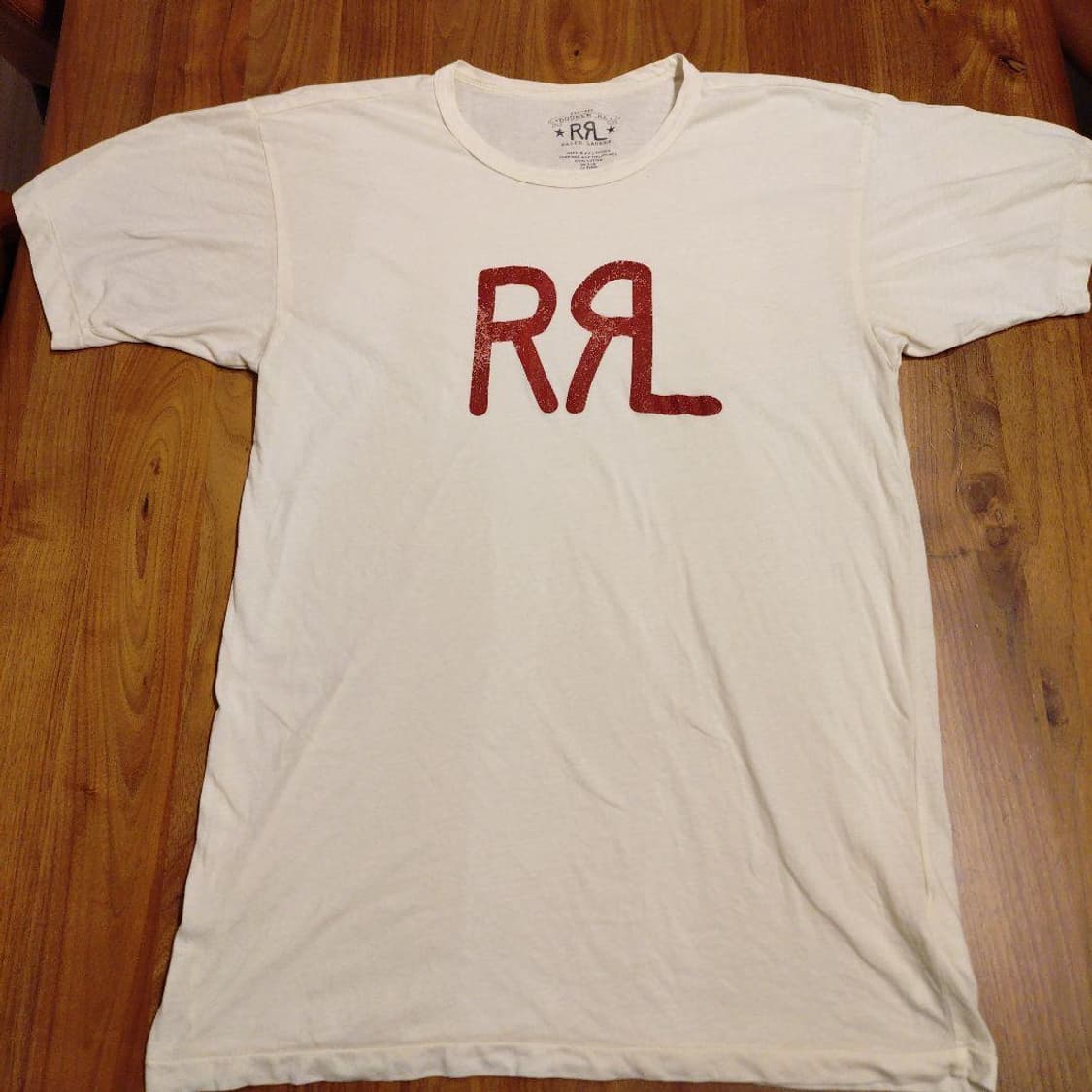 RRL 오리지널 로고 크루넥 그래픽 티셔츠 크림 / 레드 상품이미지1
