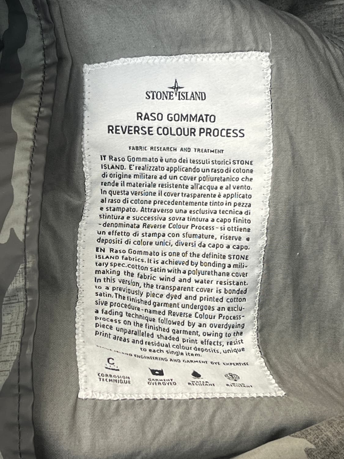 스톤아일랜드 15SS 라소 고마토 리버스 컬러 카모 트렌치 코트 상품이미지8
