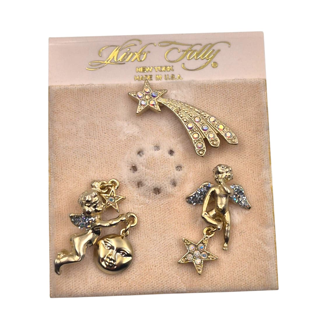 90s 미국 커크스폴리 요정 달&별 브로치 세트 상품이미지1
