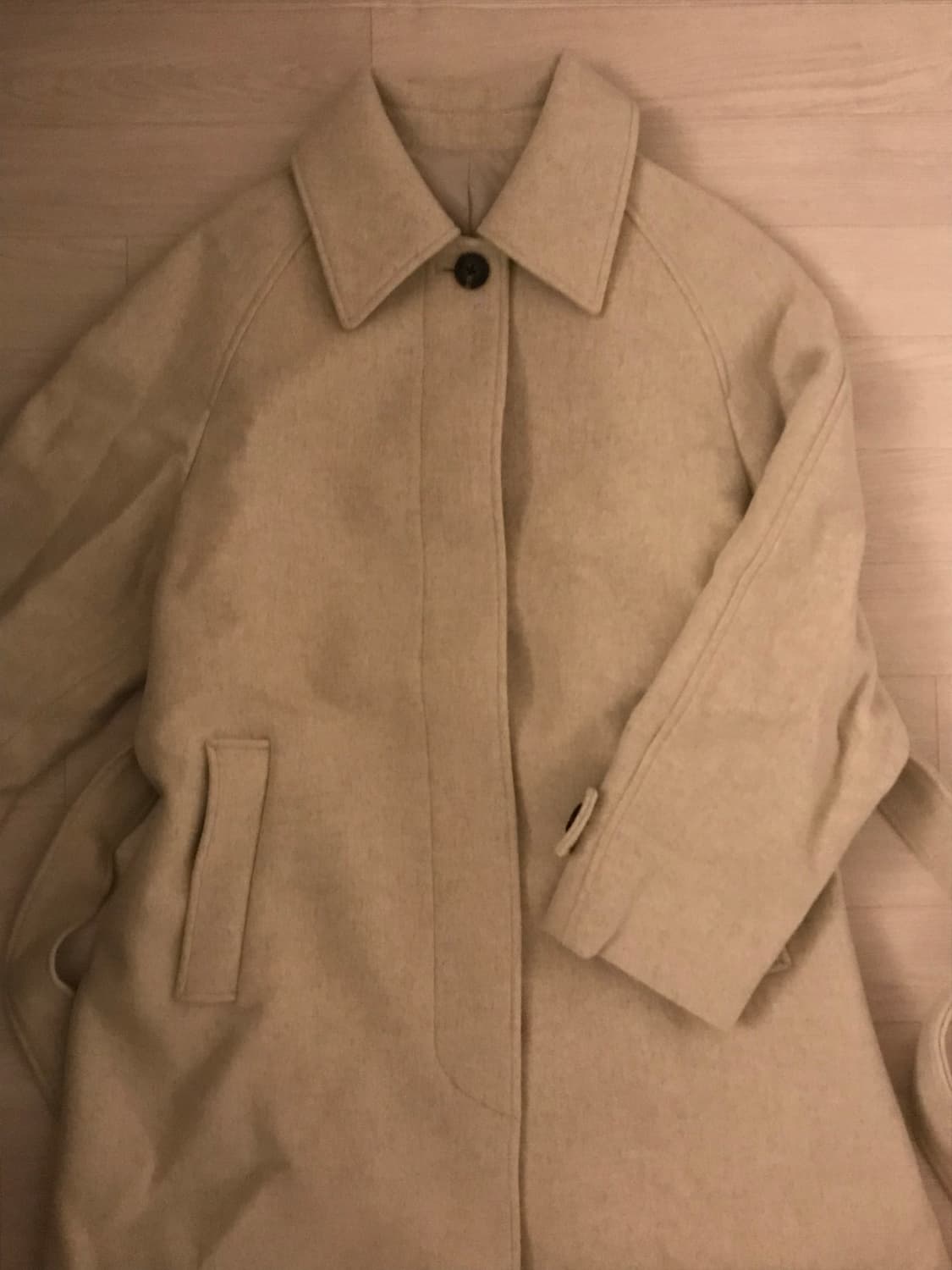 우먼즈 캐시미어 블렌드 발마칸 로브 코트 오트밀 상품이미지3