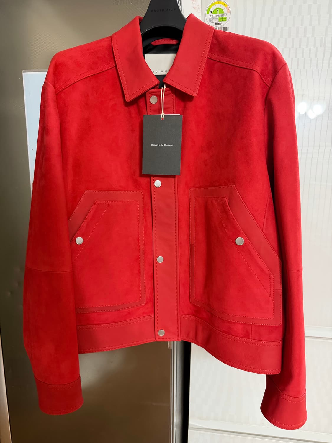 (새상품) 언지미크 스웨이드 자켓 L 레드 상품이미지1