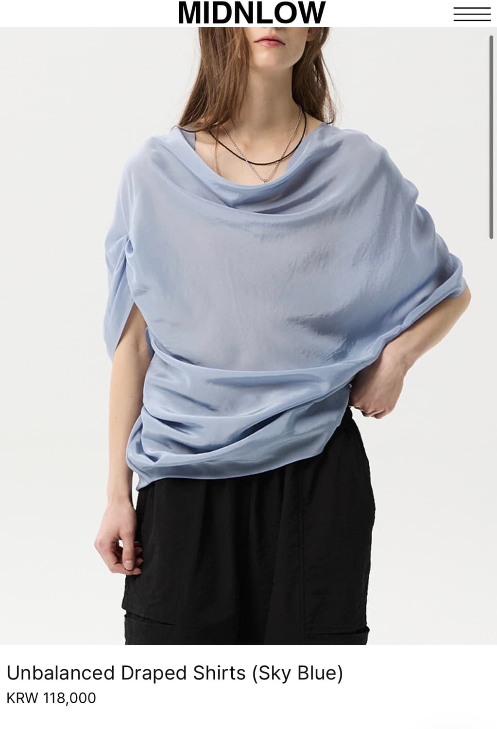 Midnlow Unbalanced Draped Shirts 상품이미지1