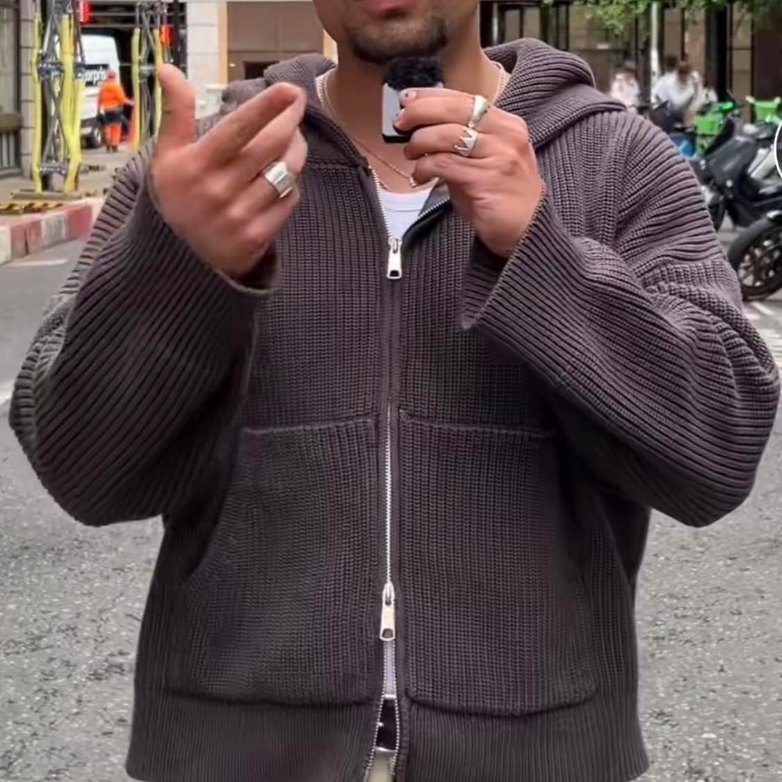 lac demure / 피셔맨 fisherman 니트 후드집업 / M 상품이미지4