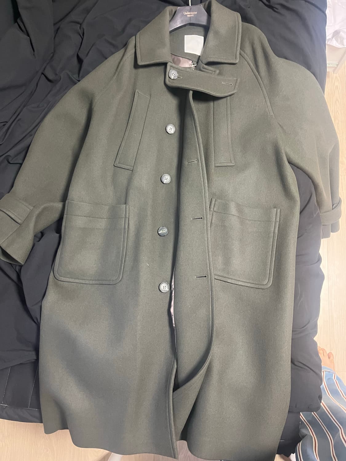 언더마이카 리전.02 발마칸 오버사이즈 울 코트 카키 상품이미지2