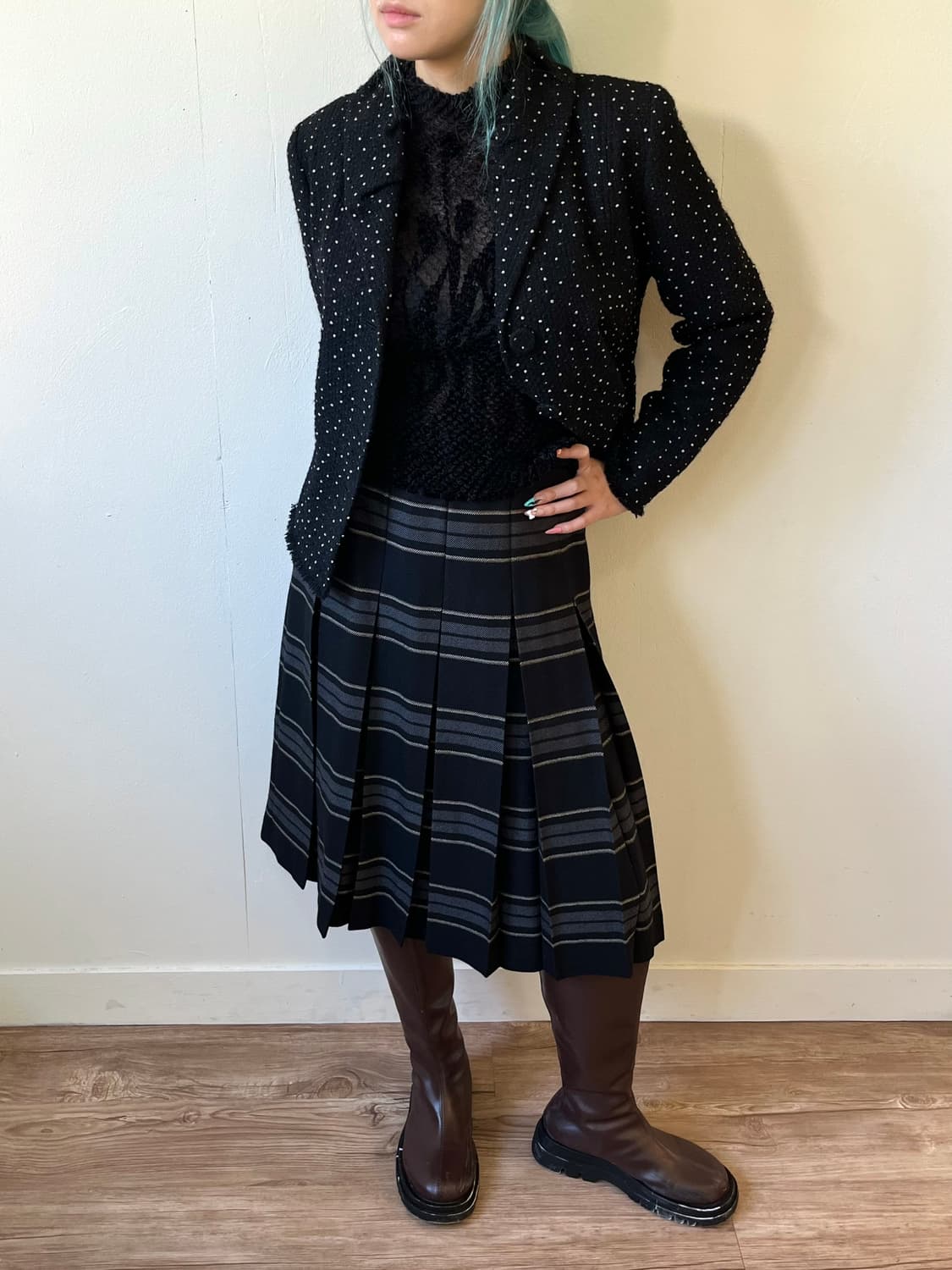 CECI OU CELA 도트 트위드 자켓 상품이미지5