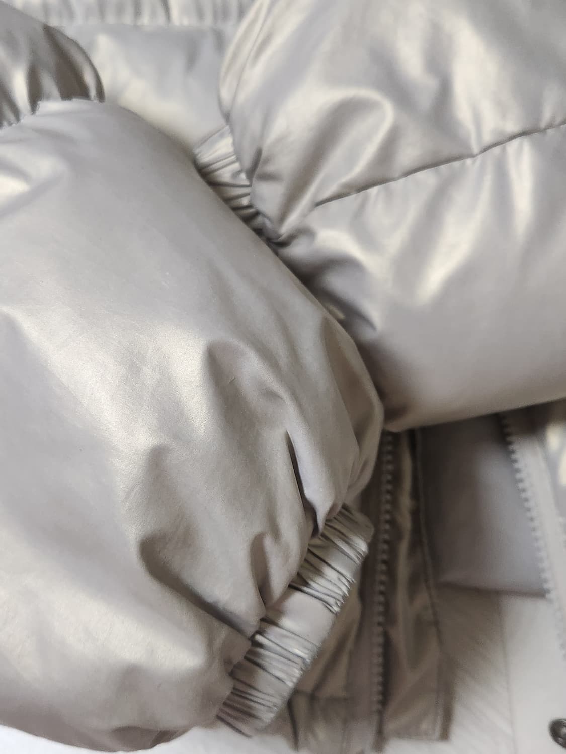 비터셀즈 BITTERCELLS 글로시 크롭 푸퍼 패딩 숏패딩 자켓 실버 상품이미지5