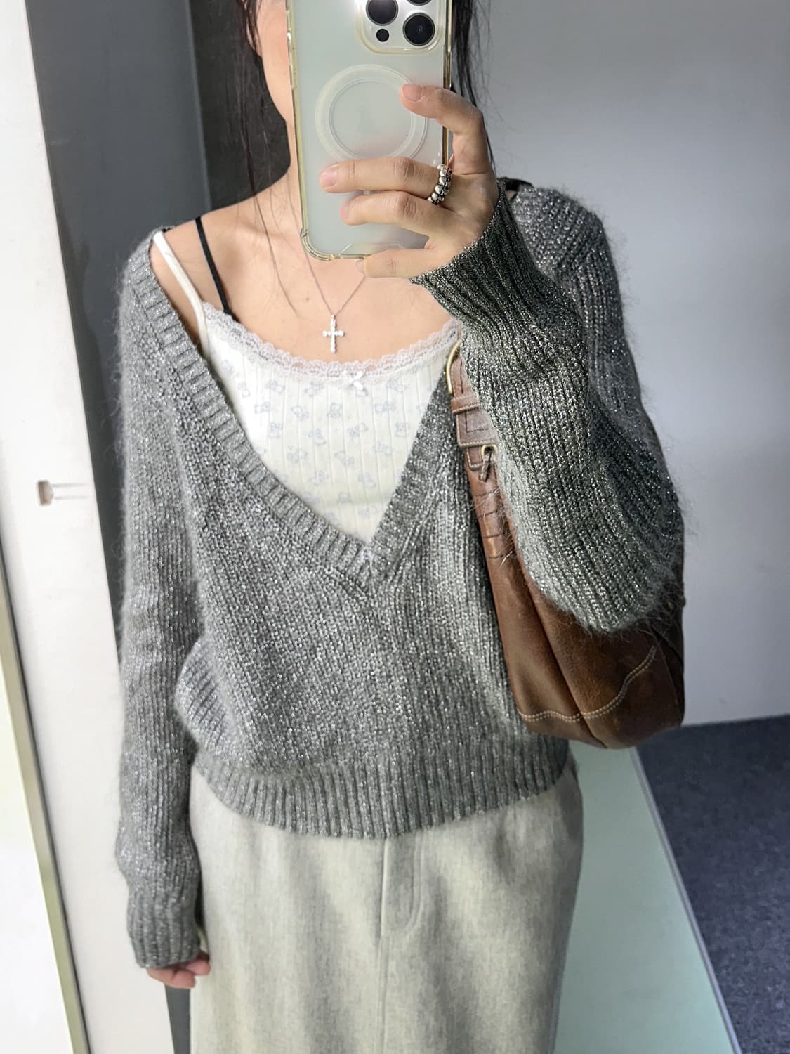 silver glitter deep v knit 상품이미지3