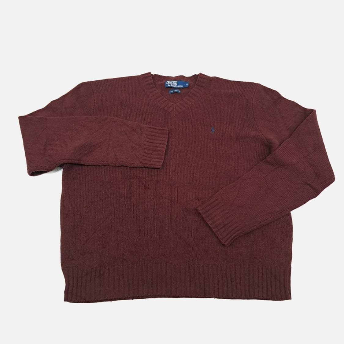 (CS569)XL 폴로 랄프로렌 버건디 V넥 램스울 니트 스웨터knit 상품이미지2