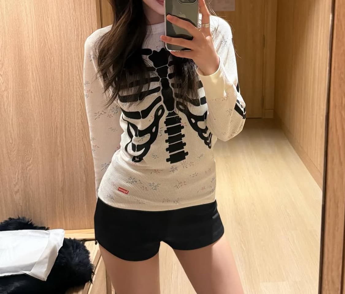 슈프림 헤인즈 본즈 써멀 크루 플로럴 상품이미지2