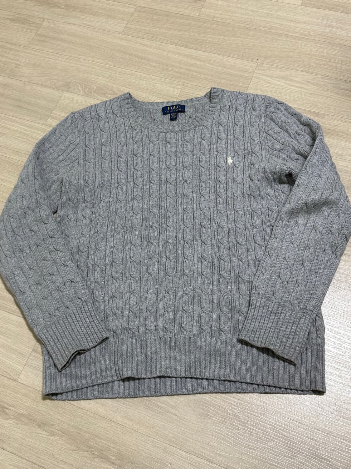 [오늘만] 폴로랄프로렌 케이블 니트 걸즈 XL (그레이, 화이트 포니) 상품이미지2