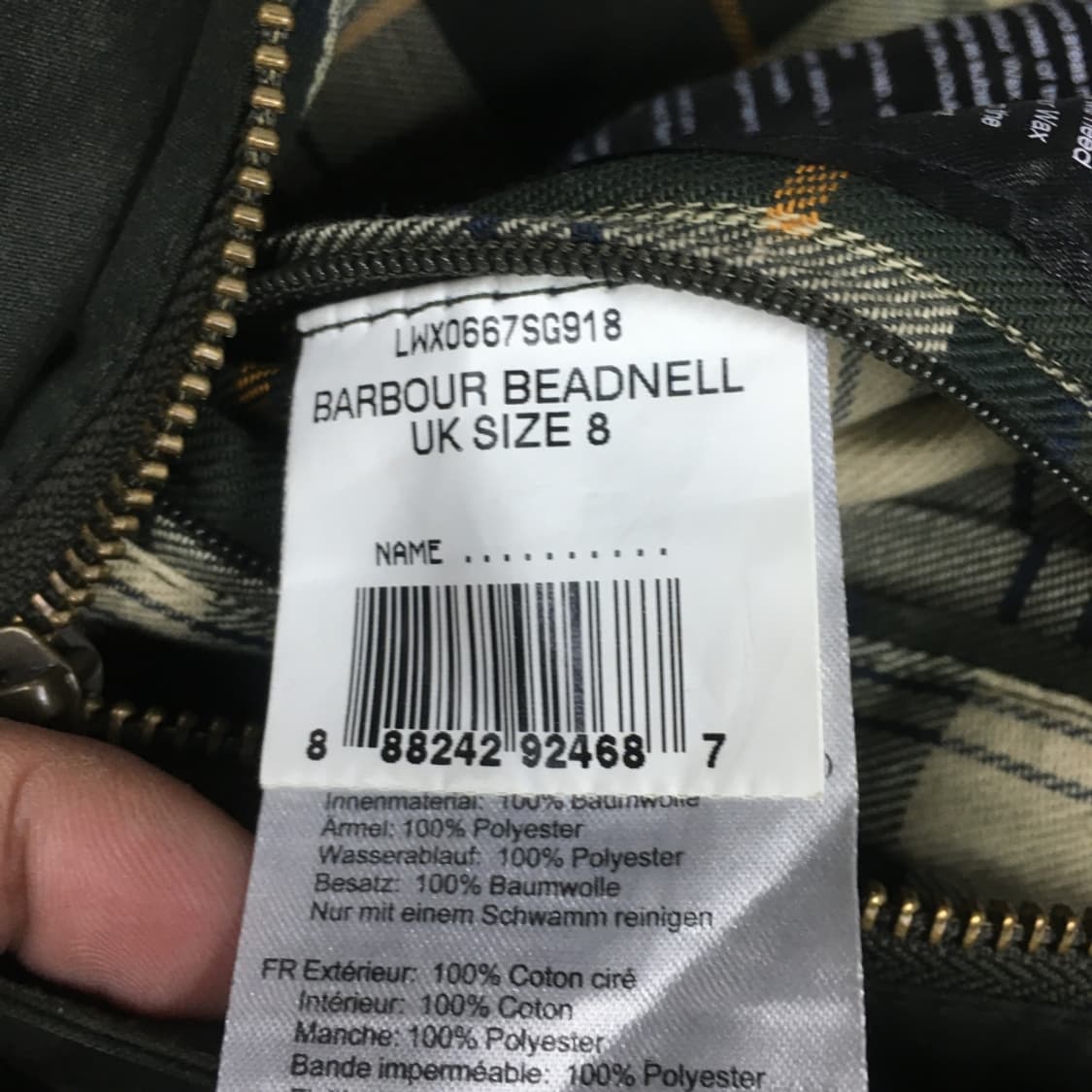 바버 여성 비데일 왁스자켓 DD17 상품이미지3