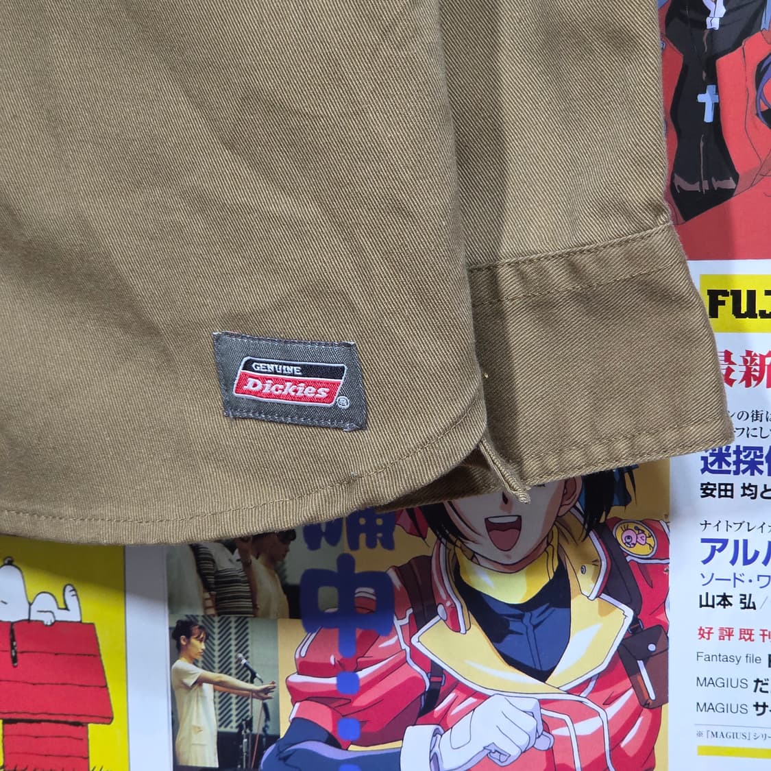 JPN 디키즈 레터링 카멜 브라운 코튼 셔츠 상품이미지4