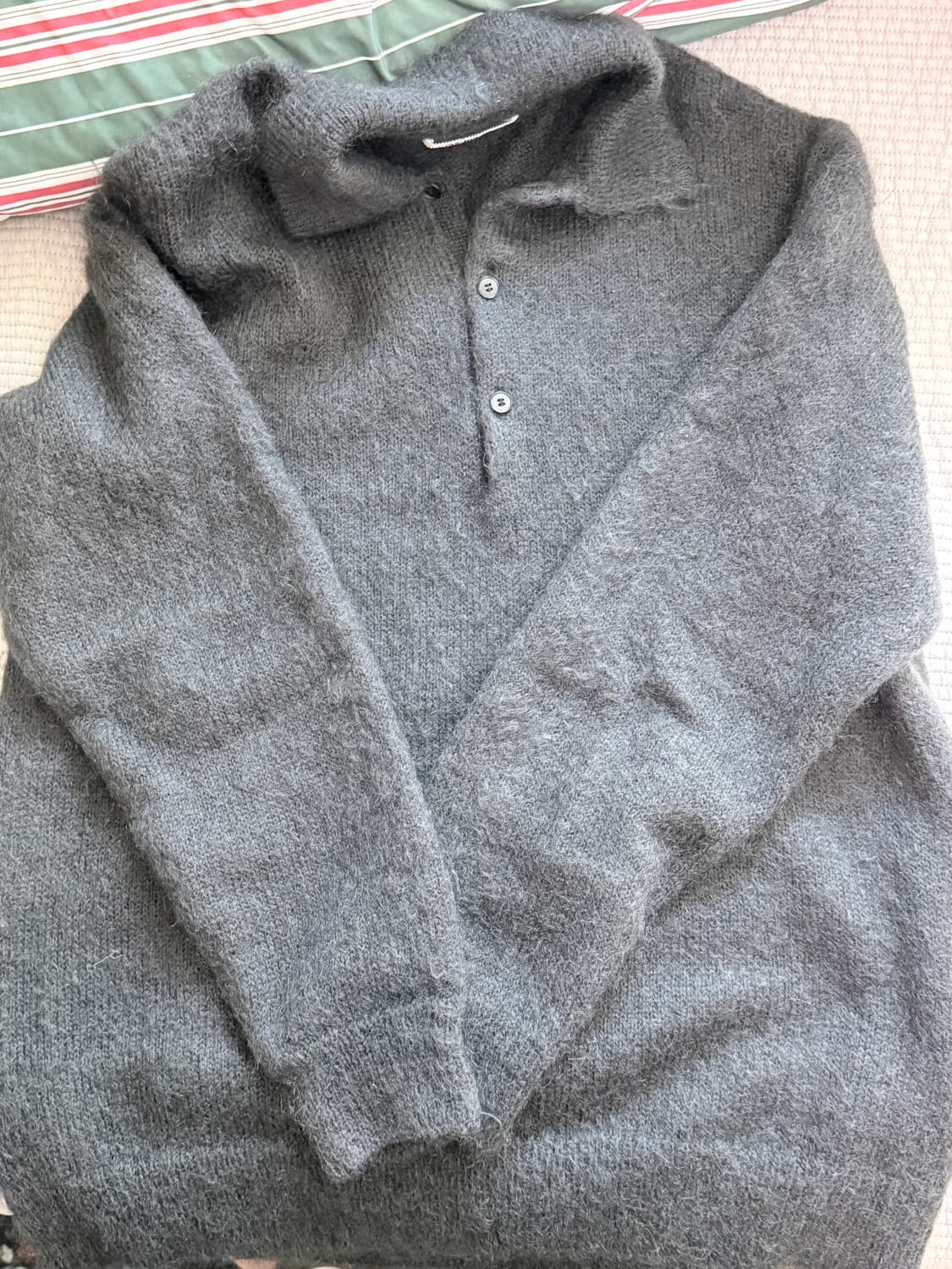 (5/105) 오라리 슈퍼키드 모헤어 니트 폴로 블랙 상품이미지4