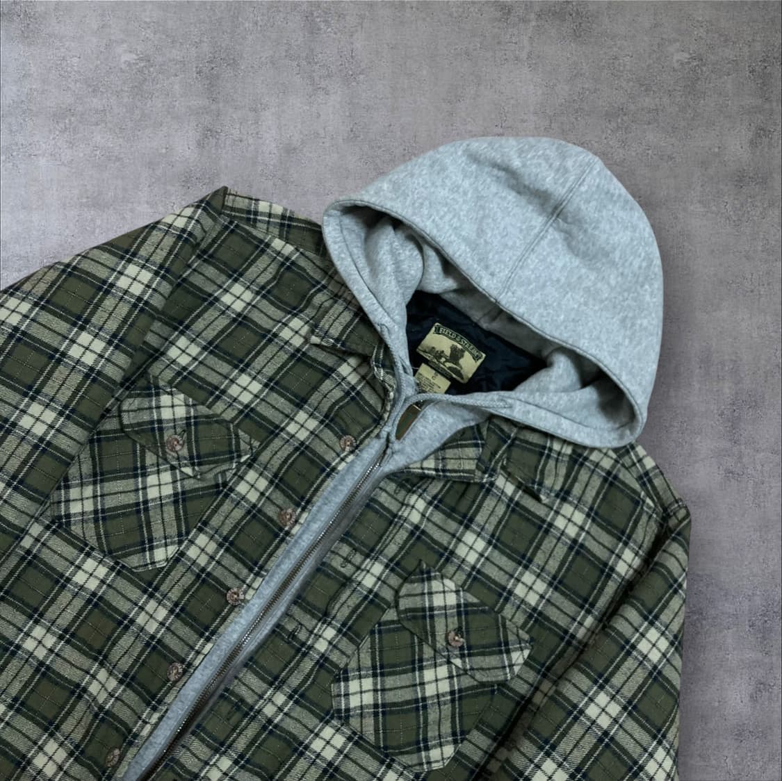 필드앤스트림 후드 레이어드 체크 플란넬 누빔 셔츠 자켓 상품이미지2