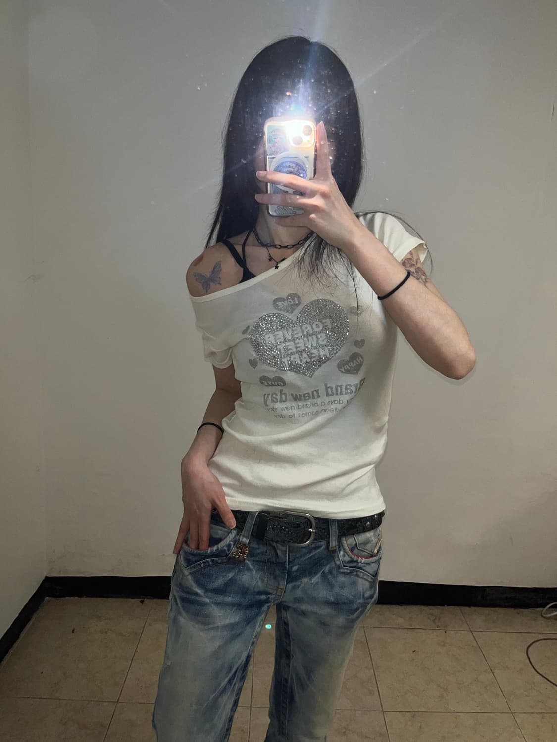 00‘s 키치 Y2K 큐빅 티셔츠 상품이미지4