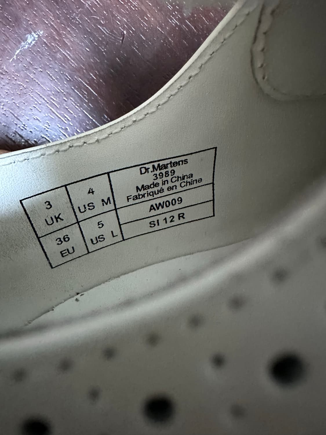 닥터마틴 3989 윙팁 화이트 uk3 상품이미지5
