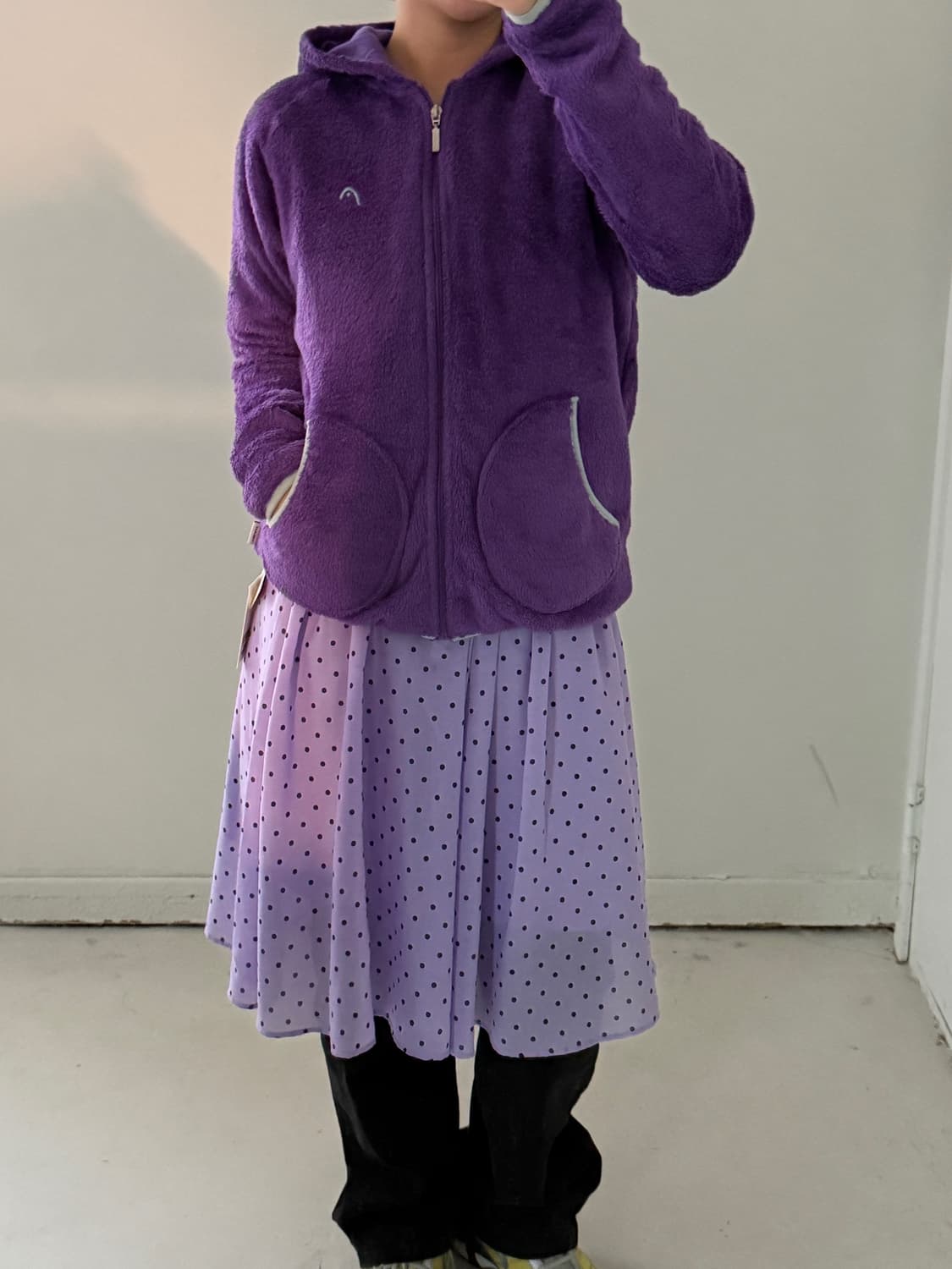 일본빈티지 퍼플 후리스 후디집업 상품이미지3