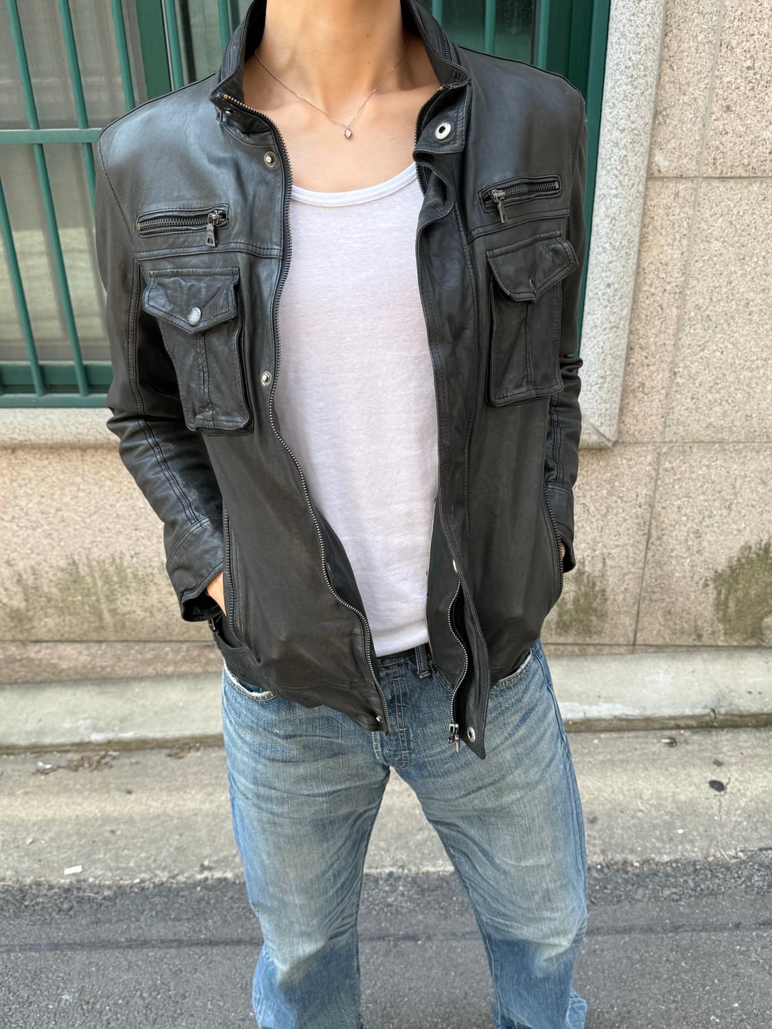 Guess 00s lambskin jacket(hedi vibe) 상품이미지1